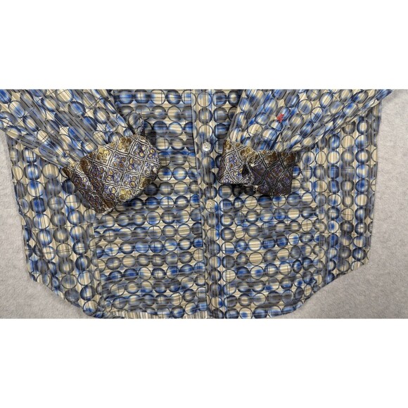 Robert Graham Men Dress Shirt XL Limited Edition 599/700 Flip Cuff Geo Grid - Picture 3 of 13